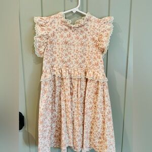Charming Floral Kids Dress with Lace Trim